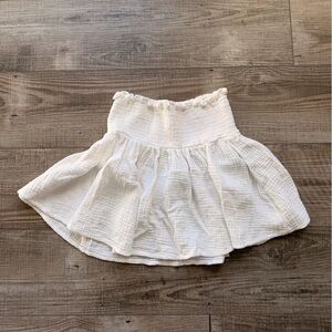 White Smocked Waist Mini Skirt